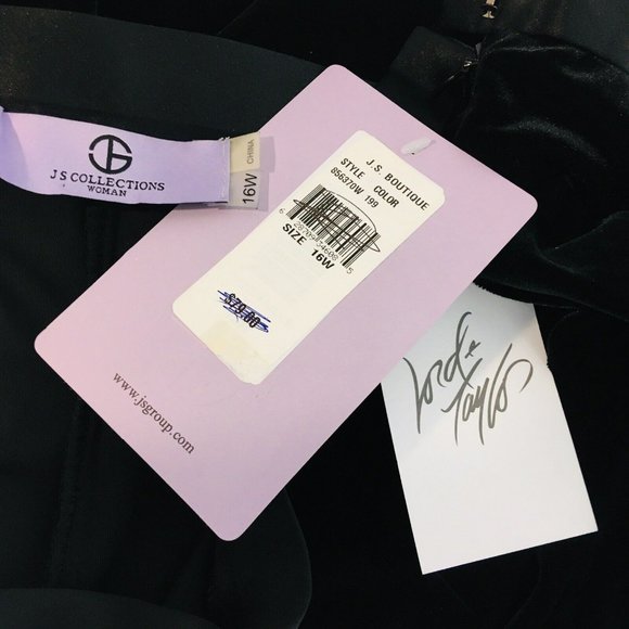 NEW JS Collections Women's16 Black Velvet Pants Lord & Taylor Side Zip Stretch - Picture 6 of 8